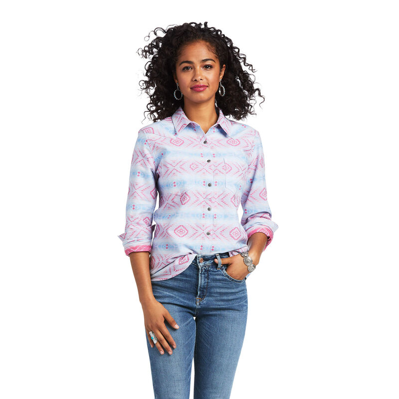 Ariat Hemden Damen - Real Billie Jean Weiß/Rot/Blau ( KBQNC-3985 )